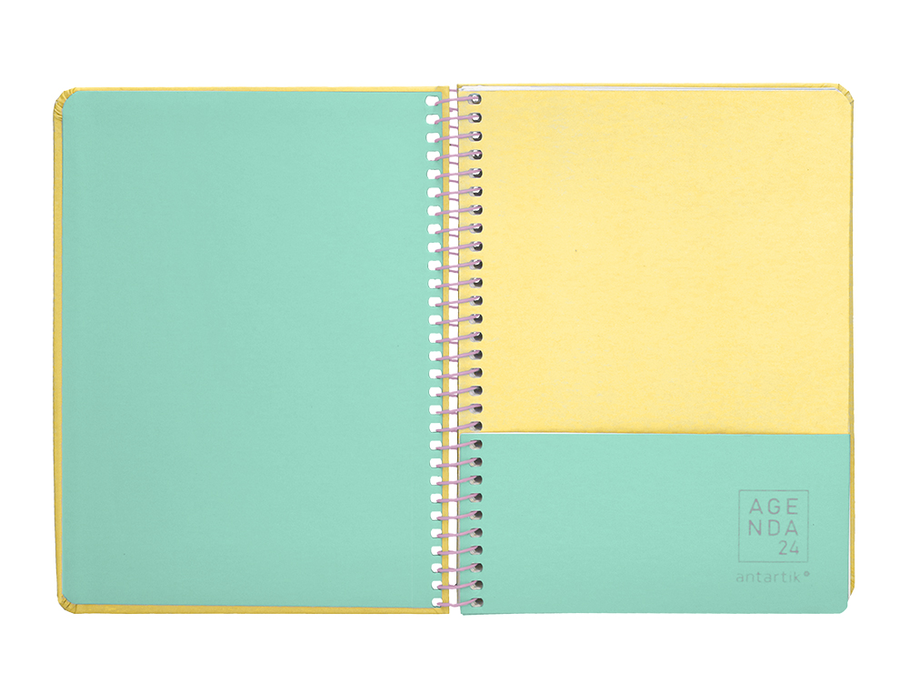 AGENDA DE OFICINA ANTARTIK A6+ 2024 SEMANA VISTA 80 GR CON SOBRE Y 3 HOJAS PEGATINAS MINT130X175 MM