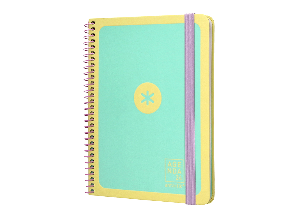 AGENDA DE OFICINA ANTARTIK A6+ 2024 SEMANA VISTA 80 GR CON SOBRE Y 3 HOJAS PEGATINAS MINT130X175 MM