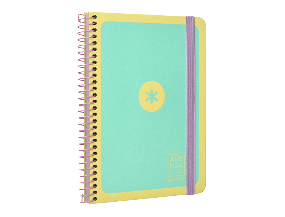 AGENDA DE OFICINA ANTARTIK A6+ 2024 SEMANA VISTA 80 GR CON SOBRE Y 3 HOJAS PEGATINAS MINT130X175 MM