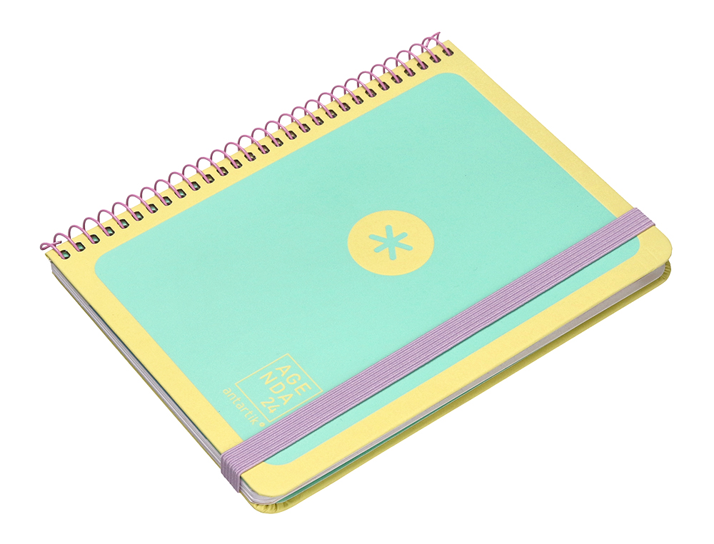 AGENDA DE OFICINA ANTARTIK A6+ 2024 SEMANA VISTA 80 GR CON SOBRE Y 3 HOJAS PEGATINAS MINT130X175 MM