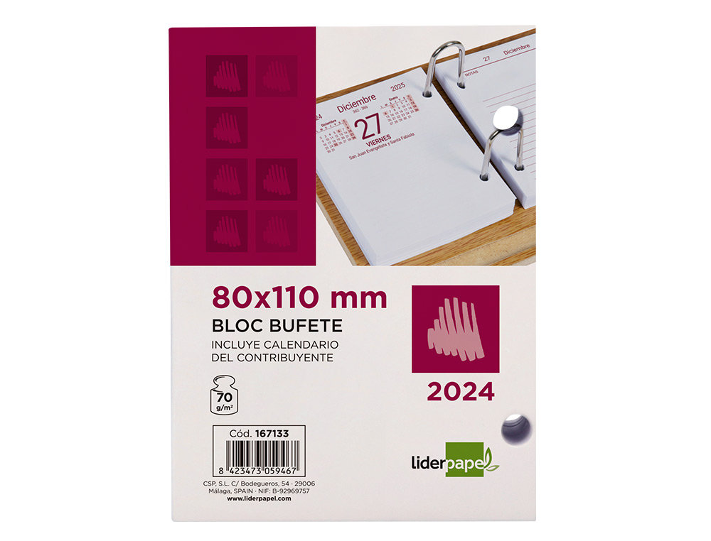 Bloc bufete liderpapel 2024 80x110 mm papel 70 gr texto en castellano