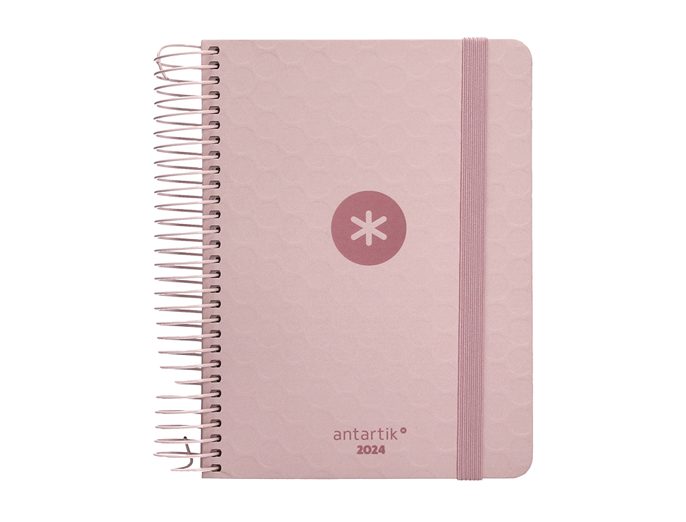 Agenda de oficina antartik a6+ 2024 dia pagina 80 gr con sobre marcapaginas y 3 hojas pegatinas rosa 130x175 mm