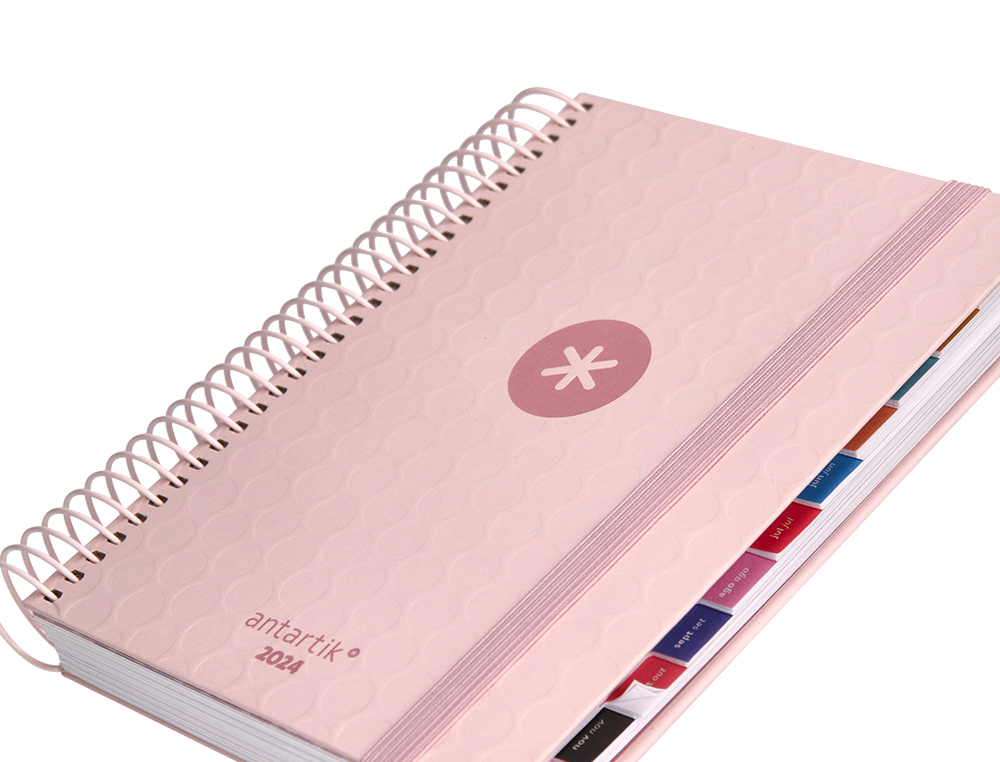 AGENDA DE OFICINA ANTARTIK 2024 DIA PAGINA 80 GR CON SOBRE MARCAPAGINAS Y 3 HOJAS PEGATINAS ROSA 130X175 MM