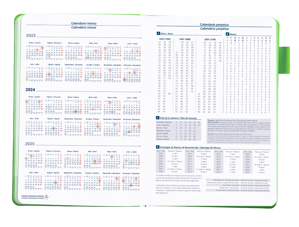 AGENDA ENCUADERNADA LIDERPAPEL SIFNOS A5 2024 DIA PAGINA COLOR VERDE PAPEL 70 GR