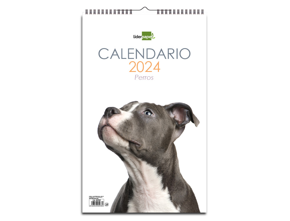 CALENDARIO ESPIRAL PARED LIDERPAPEL IMAGENES PERROS 2024 PARA ESCRIBIR 25X40 CM PAPEL 150 GR