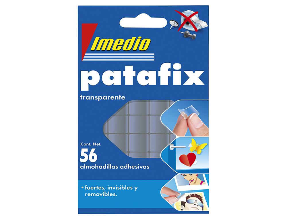 SUJETACOSA IMEDIO PATAFIX ALMOHADILLA ADHESIVA TRANSPARENTE REMOVIBLE  BLISTER DE 56 UNIDADES