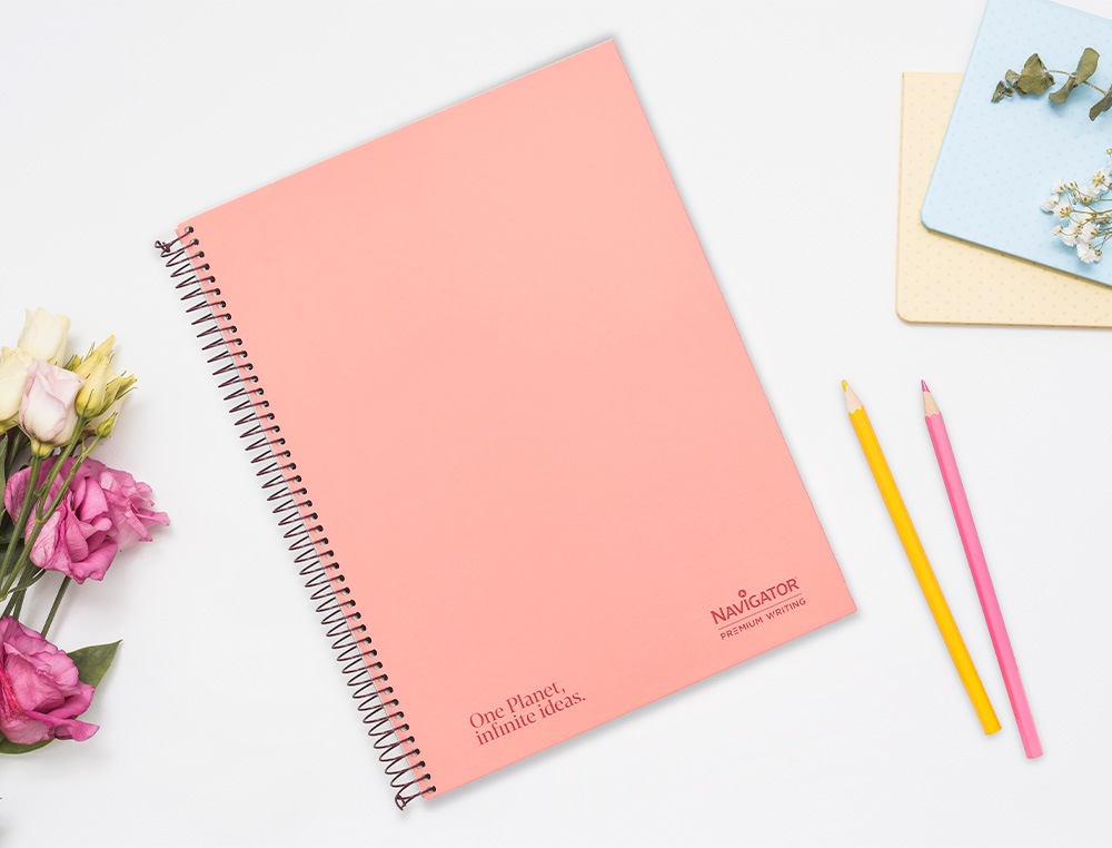 CUADERNO ESPIRAL NAVIGATOR A4 MICRO TAPA FORRADA 80H 80GR HORIZONTAL 1 BANDA COLOR CORAL
