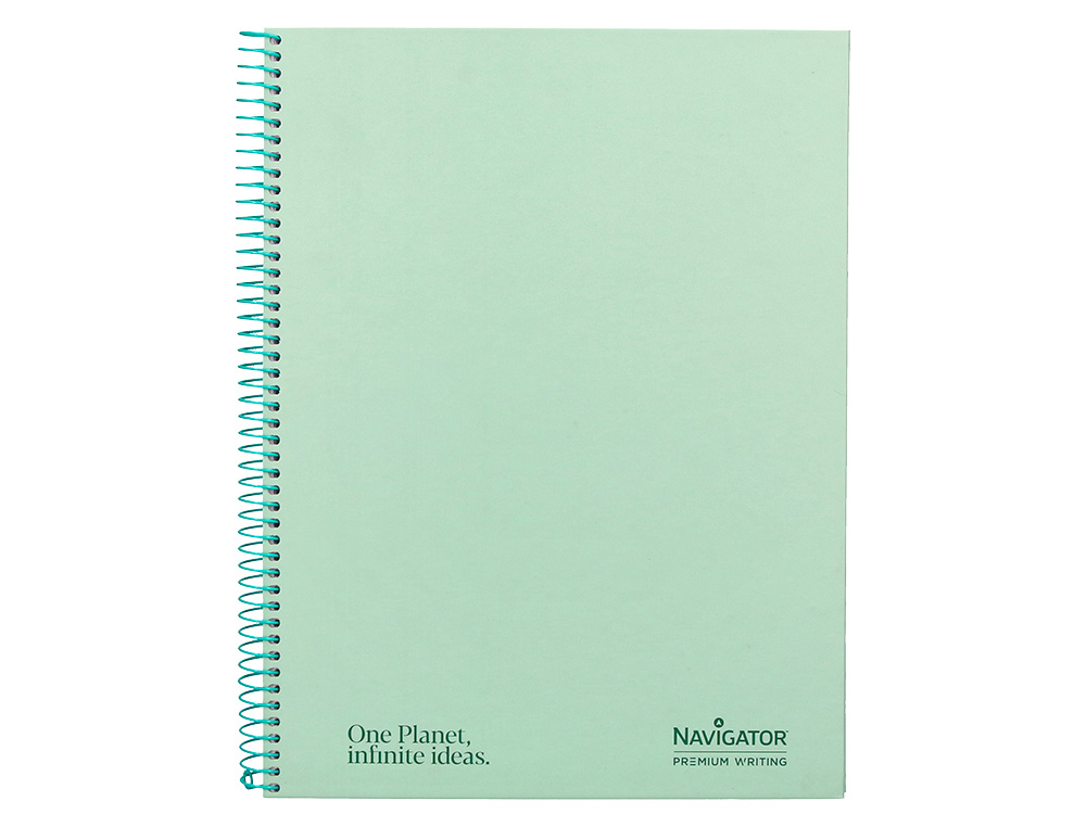 Cuaderno espiral navigator a4 tapa dura 80h 80gr cuadro 4mm con margen menta