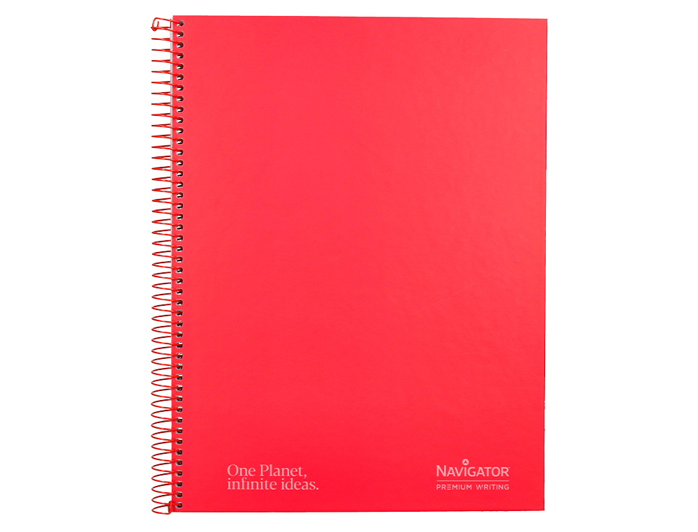 Cuaderno espiral navigator a4 tapa dura 80h 80gr horizontal con margen rojo