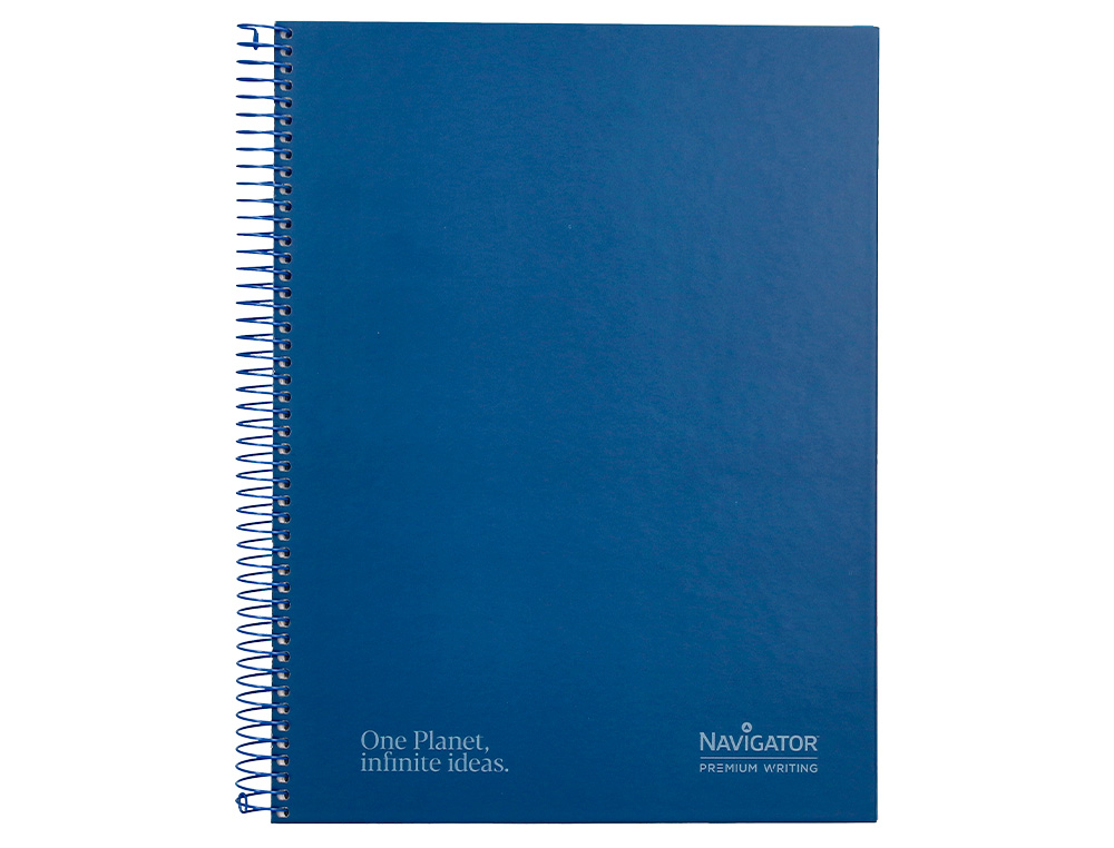 Cuaderno espiral navigator a4 tapa dura 80h 80gr horizontal con margen azul marino