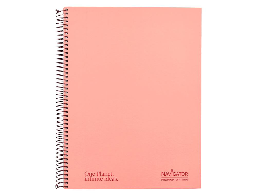 Cuaderno espiral navigator a4 tapa dura 80h 80gr horizontal con margen coral