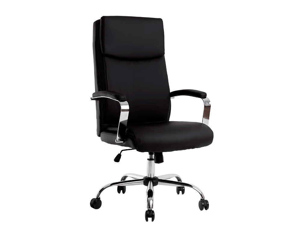 CADEIRA DE DIRECAO Q-CONNECT ENCOSTO ALTO REGULAVEL EM ALTURA 1170 + 80 MM LARGURA 650 MM PROFUNDIDADE 700 MM PRETA