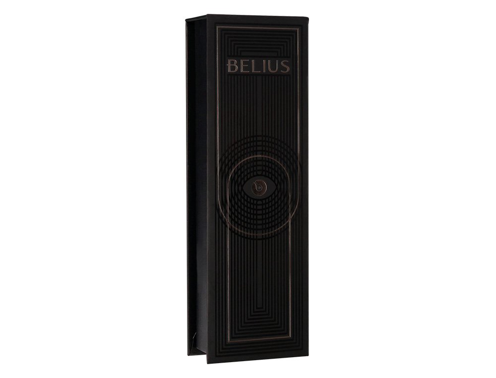 BOLIGRAFO BELIUS TURBO ALUMINIO COLOR NEGRO TINTA AZUL CAJA DE DISEÑO