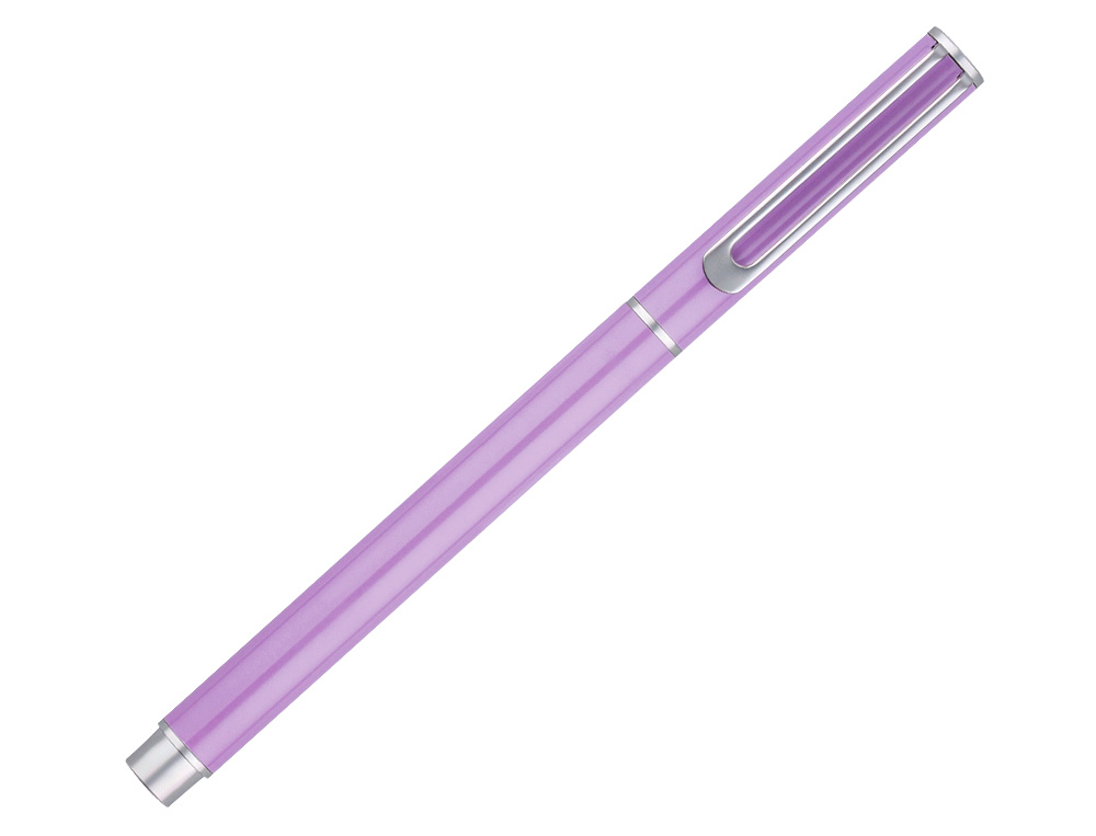 JUEGO BOLIGRAFO Y ROLLER BELIUS ENDLESS SUMMER ALUMINIO COLOR MORADO Y PLATEADO TINTA AZUL CAJA DE DISEÑO