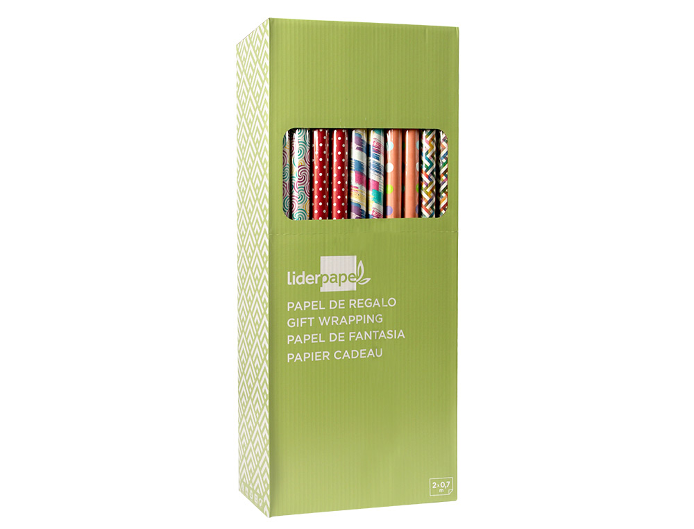 PAPEL DE REGALO LIDERPAPEL TODO AO ROLLO ANCHO 70 CM LONGITUD 2 MT GRAMAJE 60 GR DISEOS SURTIDOS