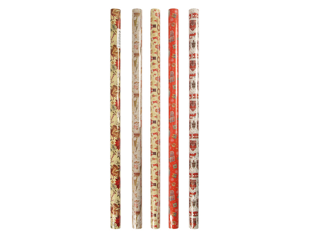 PAPEL DE REGALO LIDERPAPEL NAVIDAD ROLLO ANCHO 70 CM LONGITUD 2 MT GRAMAJE 60 GR DISEOS SURTIDOS
