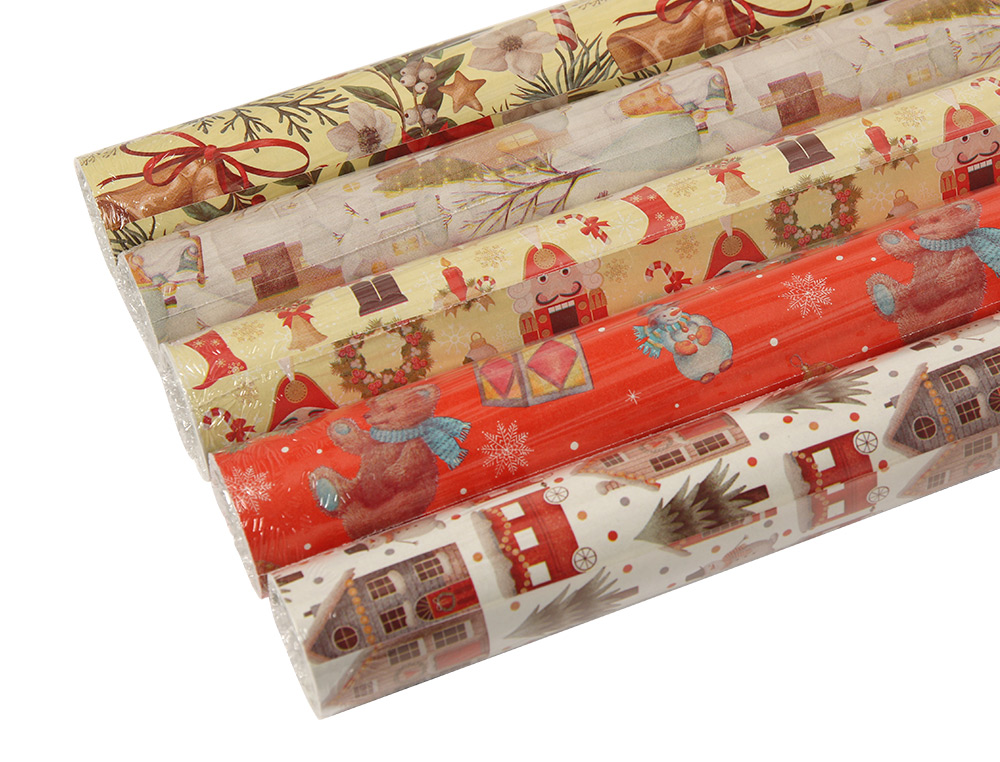 PAPEL DE REGALO LIDERPAPEL NAVIDAD ROLLO ANCHO 70 CM LONGITUD 2 MT GRAMAJE 60 GR DISEOS SURTIDOS