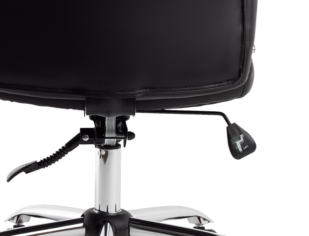 CADEIRA DE DIRECAO Q-CONNECT IMIT DE PELE BASE METAL ALT MAX 1250 MM LARG 610 MM PROF 700 MM RODAS PREMIUM COR PRETO