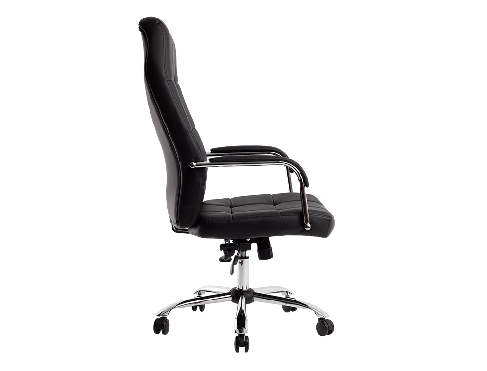 CADEIRA DE DIRECAO Q-CONNECT IMIT DE PELE BASE METAL ALT MAX 1250 MM LARG 610 MM PROF 700 MM RODAS PREMIUM COR PRETO
