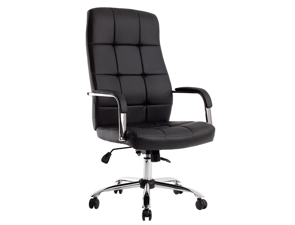 CADEIRA DE DIRECAO Q-CONNECT IMIT DE PELE BASE METAL ALT MAX 1250 MM LARG 610 MM PROF 700 MM RODAS PREMIUM COR PRETO