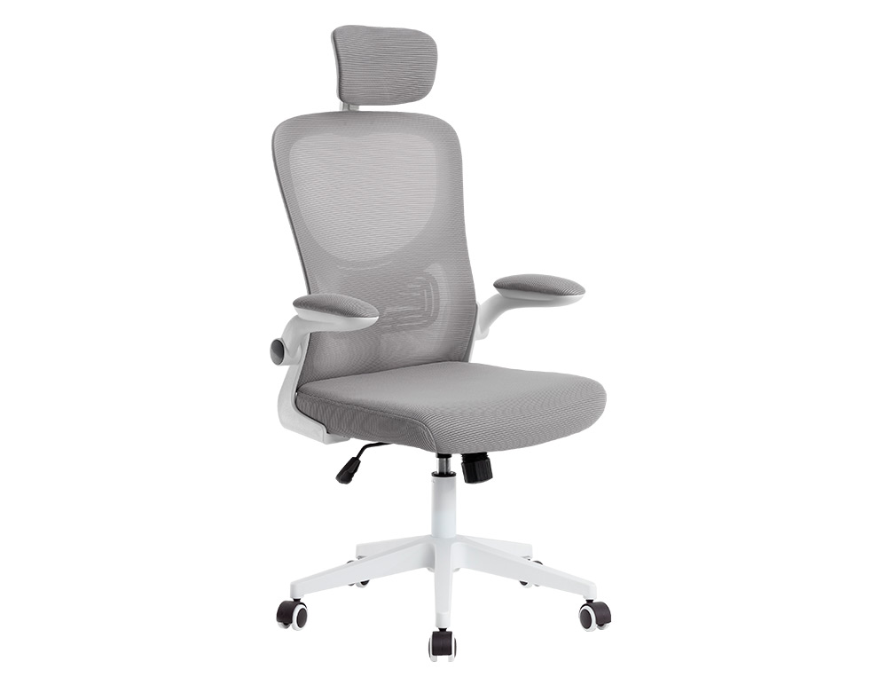 CADEIRA ERGONOMICA Q-CONNECT MALHA BASE NYLON ALT MAX 1300 MM LARG 610 MM PROF 600 MM RODAS PREMIUM COR BRANCO/CINZA