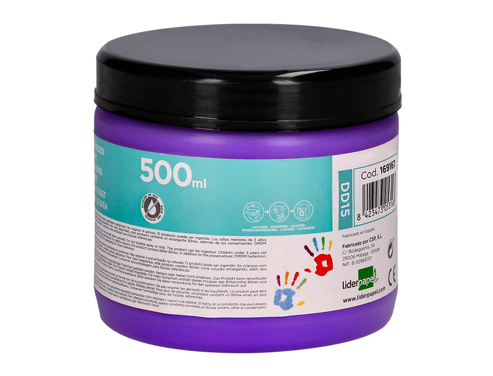 Pintura dedos liderpapel violeta tarrina de 50 cc