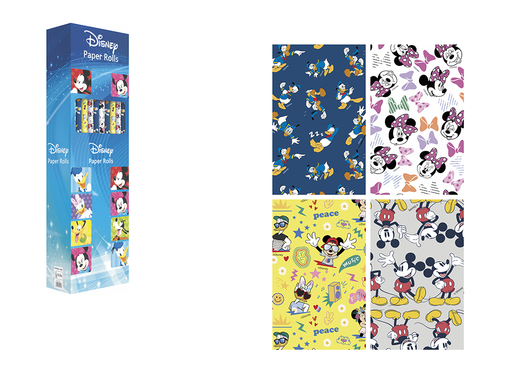 Papel de regalo basika disney rollo ancho 100 cm longitud 3 m diseños surtidos gramaje 50 gr