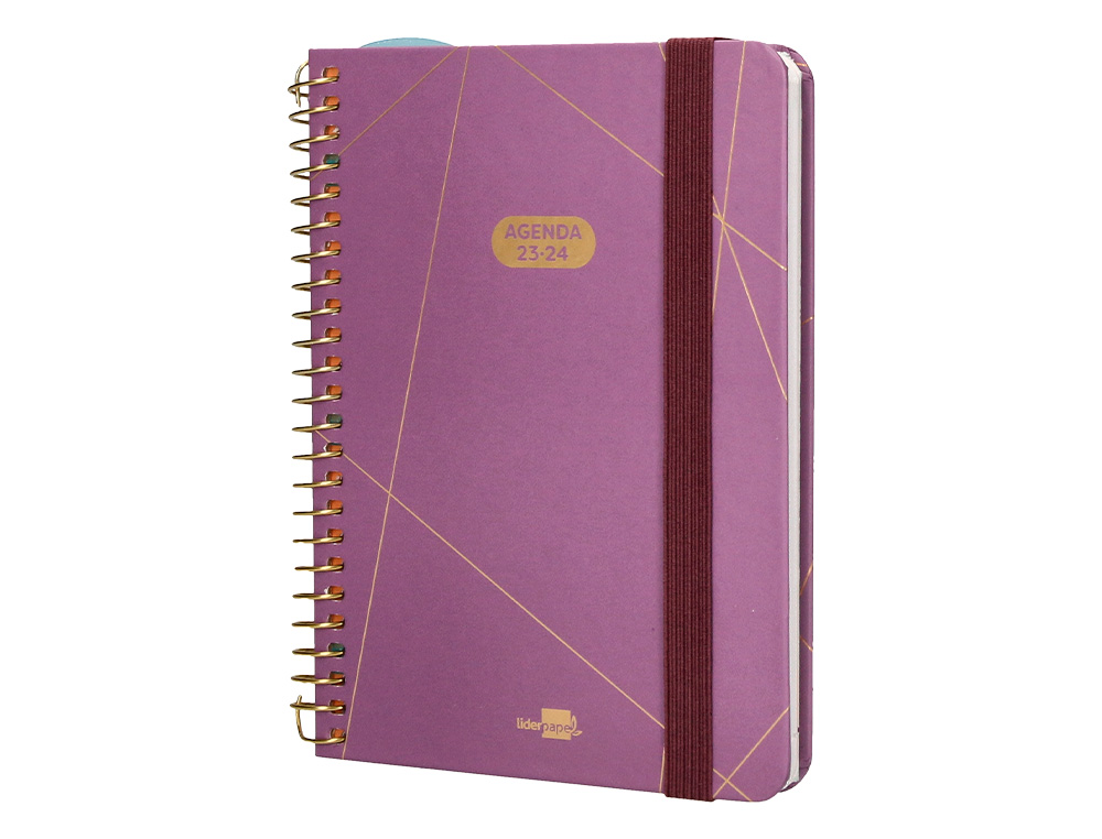 AGENDA ESCOLAR LIDERPAPEL CURSO 23-24 COLLEGE CLASSIC LINES MINI BILINGUE DOS DIAS PAGINA CARTON FORRADO ESPIRAL