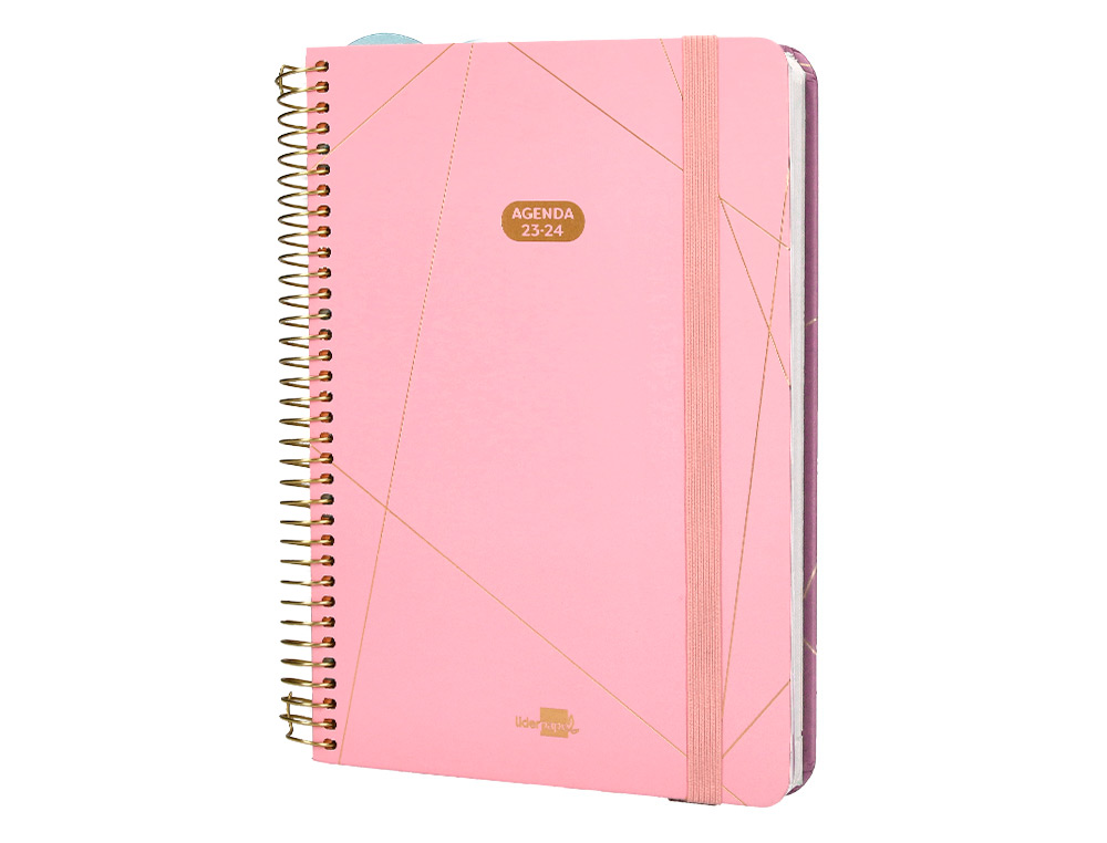 AGENDA ESCOLAR LIDERPAPEL CURSO 23-24 COLLEGE CLASSIC LINES MINI BILINGUE DIA PAGINA CARTON FORRADO ESPIRAL