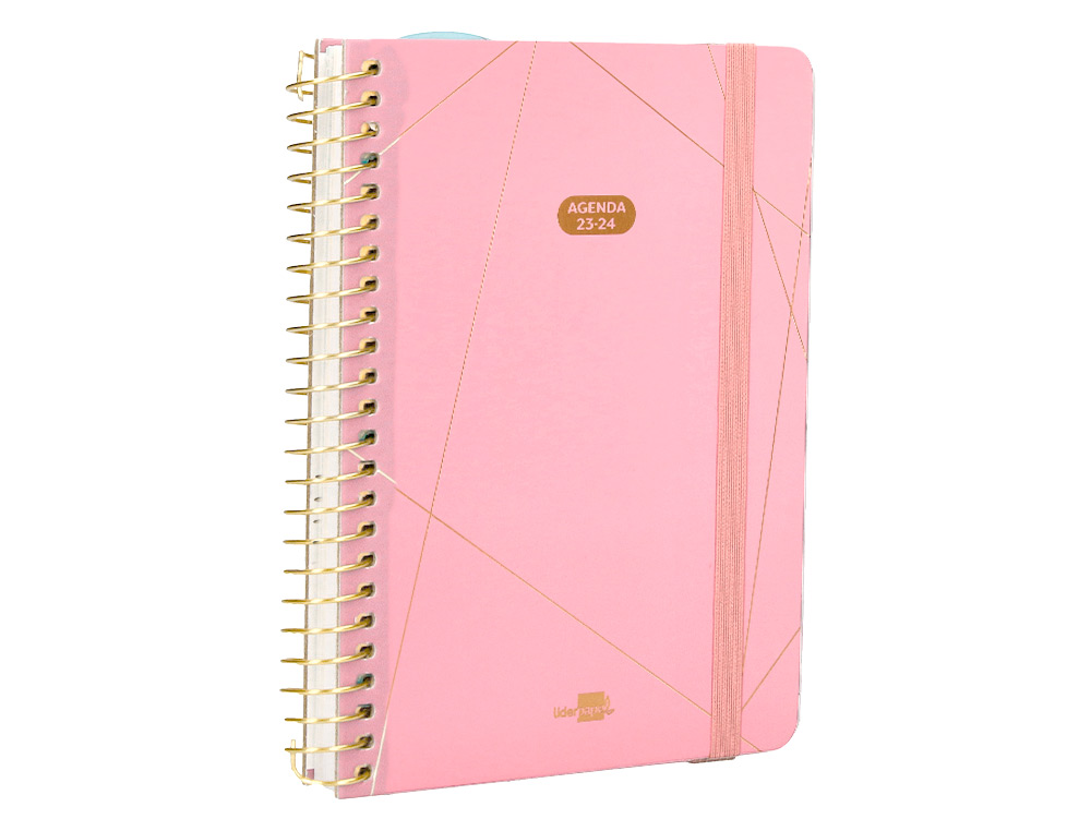 AGENDA ESCOLAR LIDERPAPEL CURSO 23-24 COLLEGE CLASSIC LINES MINI BILINGUE DIA PAGINA CARTON FORRADO ESPIRAL
