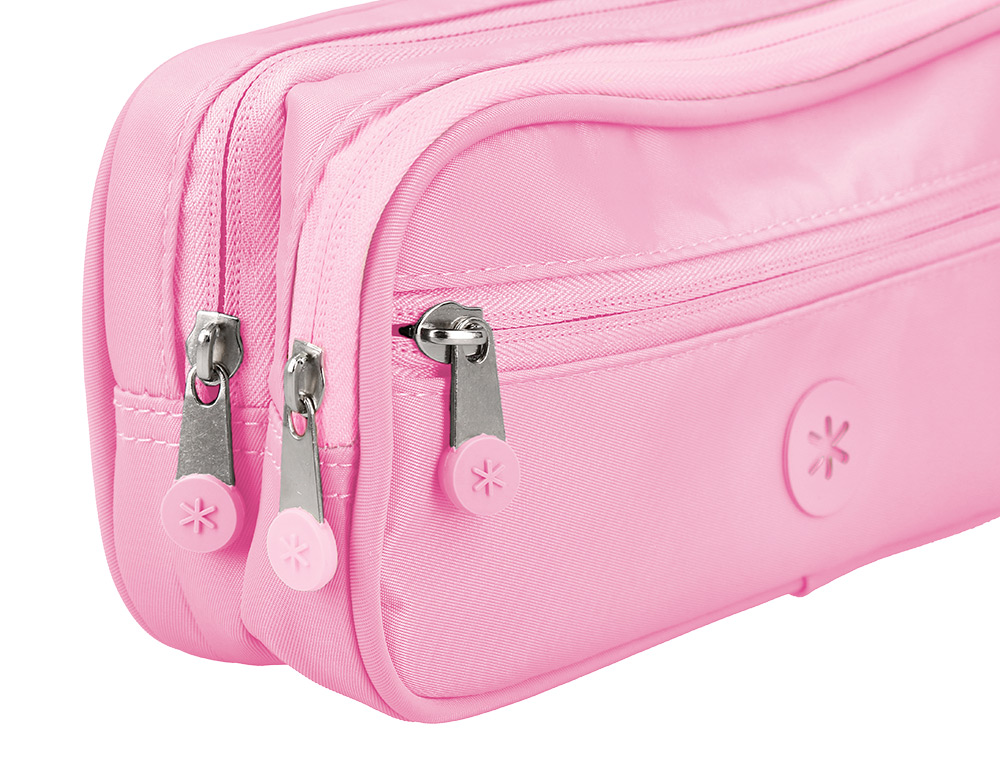 ESTUCHE PORTATODO ANTARTIK FUSION FLEX 3 CREMALLERAS ROSA COMPAÑERO MOCHILA 100X60X220 MM