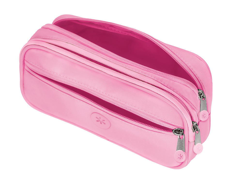 ESTUCHE PORTATODO ANTARTIK FUSION FLEX 3 CREMALLERAS ROSA COMPAÑERO MOCHILA 100X60X220 MM
