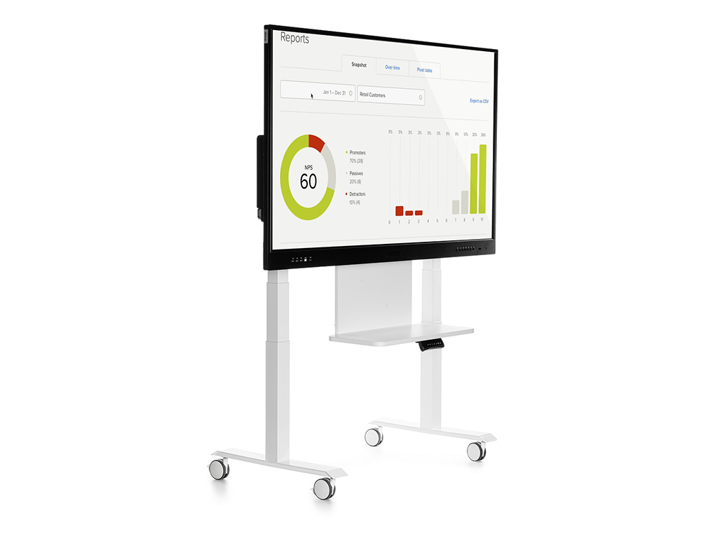 Soporte movil rocada para monitores interactivos 65/' a 86/' estructura tubo acero 4 ruedas con freno