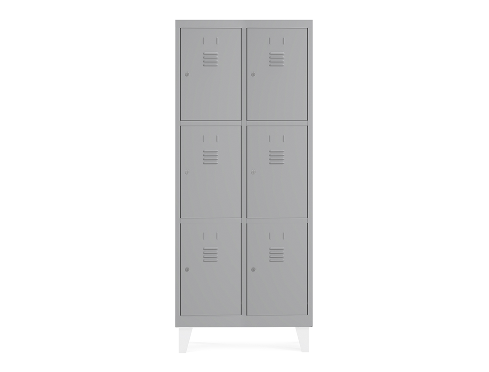 Taquilla metalica rocada 300 2 modulos x 3 puertas gris 620x500x1800 mm