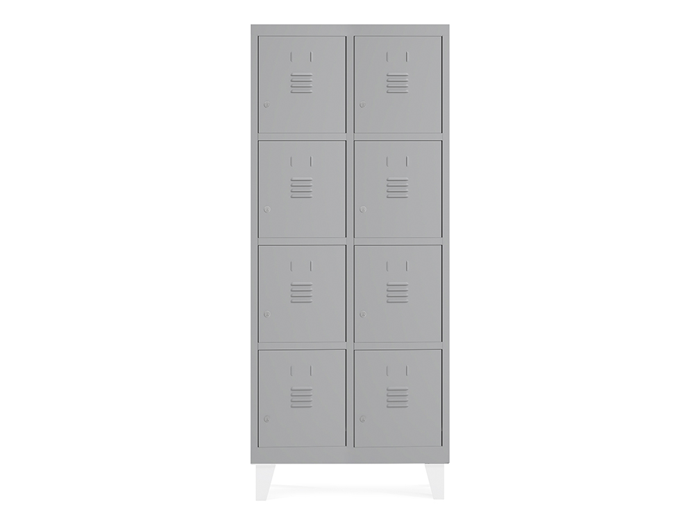 Taquilla metalica rocada 400 2 modulos x 4 puertas gris 820x500x1800 mm