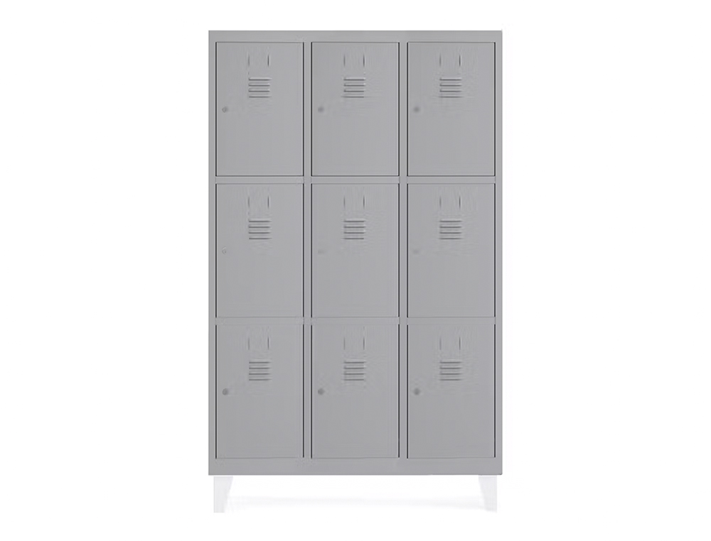 Taquilla metalica rocada 400 3 modulos x 3 puertas gris 1210x500x1800 mm