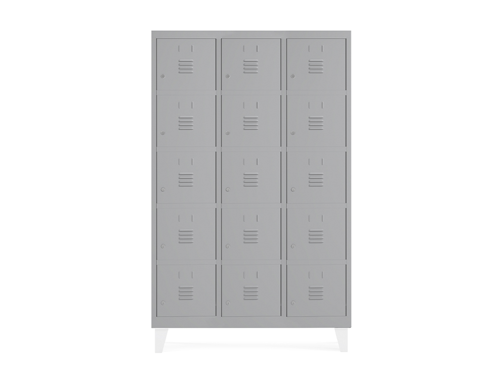 Taquilla metalica rocada 400 3 modulos x 5 puertas gris 1210x500x1800 mm