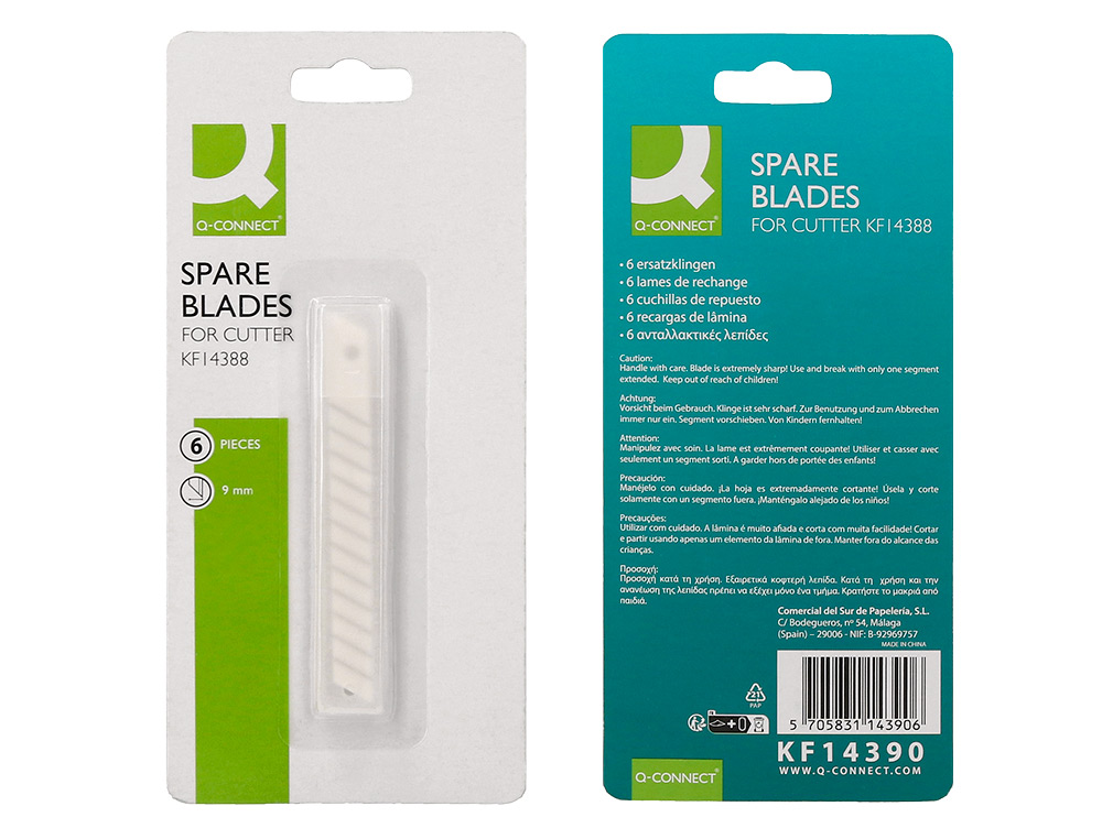 RECARGA X-ATO Q-CONNECT METALICO ESTREITO MODELO KF14388 LAMINA CERAMICA 9 MM BLISTER 6 UNIDADES