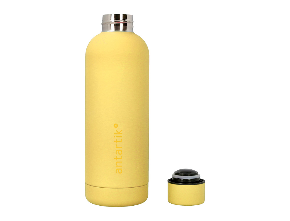BOTELLA PORTALIQUIDOS ANTARTIK ISOTERMICA ACERO INOXIDABLE LIBRE DE BPA COLOR AMARILLO 500 ML