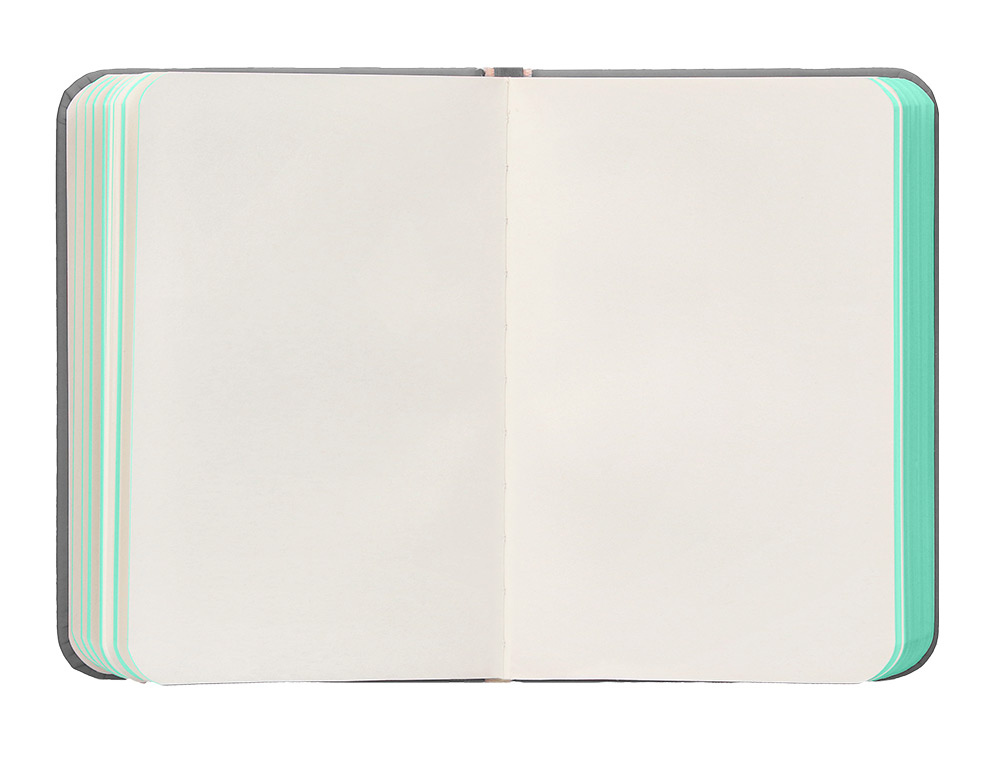 CUADERNO CON GOMILLA ANTARTIK NOTES TAPA DURA A7 HOJAS LISAS GRIS Y TURQUESA 80 HOJAS 80 GR FSC