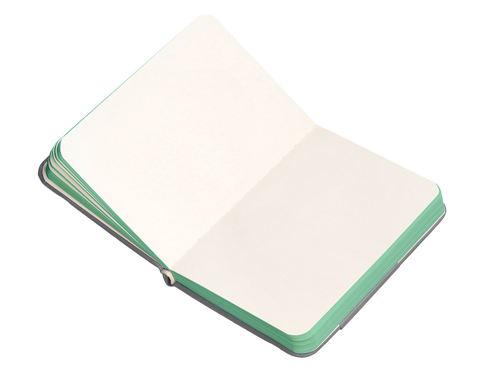 CUADERNO CON GOMILLA ANTARTIK NOTES TAPA DURA A7 HOJAS LISAS GRIS Y TURQUESA 80 HOJAS 80 GR FSC