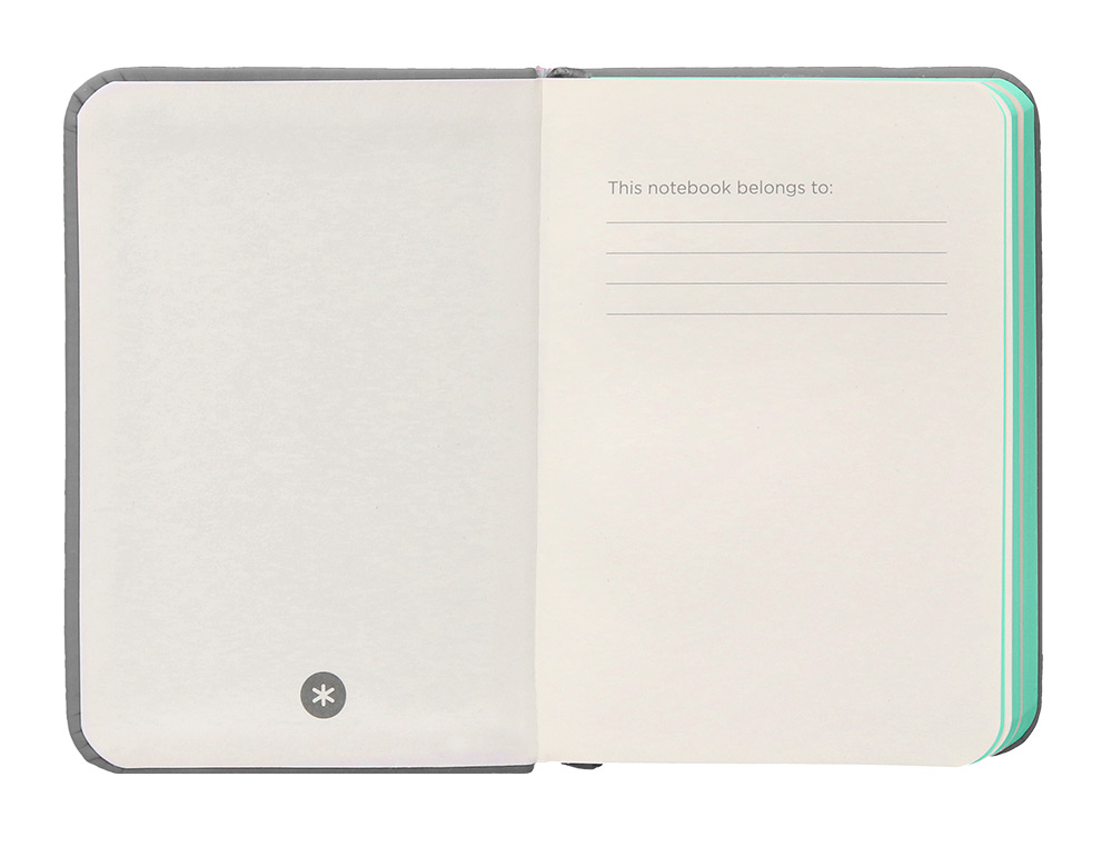 CUADERNO CON GOMILLA ANTARTIK NOTES TAPA DURA A7 HOJAS LISAS GRIS Y TURQUESA 80 HOJAS 80 GR FSC
