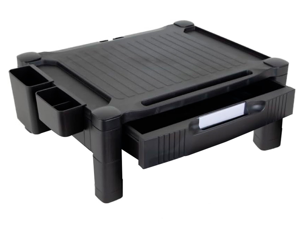 SOPORTE Q-CONNECT PARA MONITOR /IMPRESORA AJUSTABLE ALTURA 10,3CM A 13,3CM CON CAJON COLOR NEGRO 434X336X133 MM