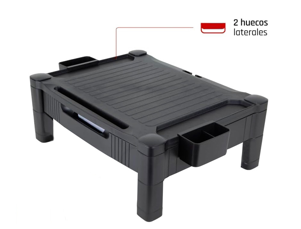 SOPORTE Q-CONNECT PARA MONITOR /IMPRESORA AJUSTABLE ALTURA 10,3CM A 13,3CM CON CAJON COLOR NEGRO 434X336X133 MM