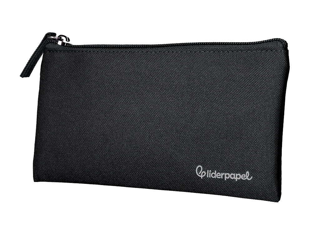 ESTUCHE PORTATODO LIDERPAPEL PLANO ANCHO UNA CREMALLERA 200X100 MM NEGRO