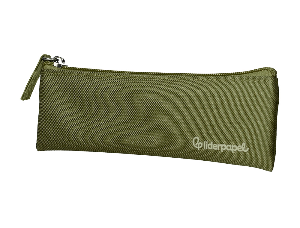 ESTUCHE PORTATODO LIDERPAPEL PLANO ESTRECHO UNA CREMALLERA 200X60 MM VERDE MILITAR