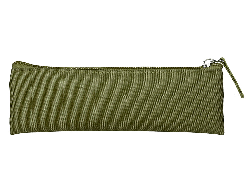 ESTUCHE PORTATODO LIDERPAPEL PLANO ESTRECHO UNA CREMALLERA 200X60 MM VERDE MILITAR
