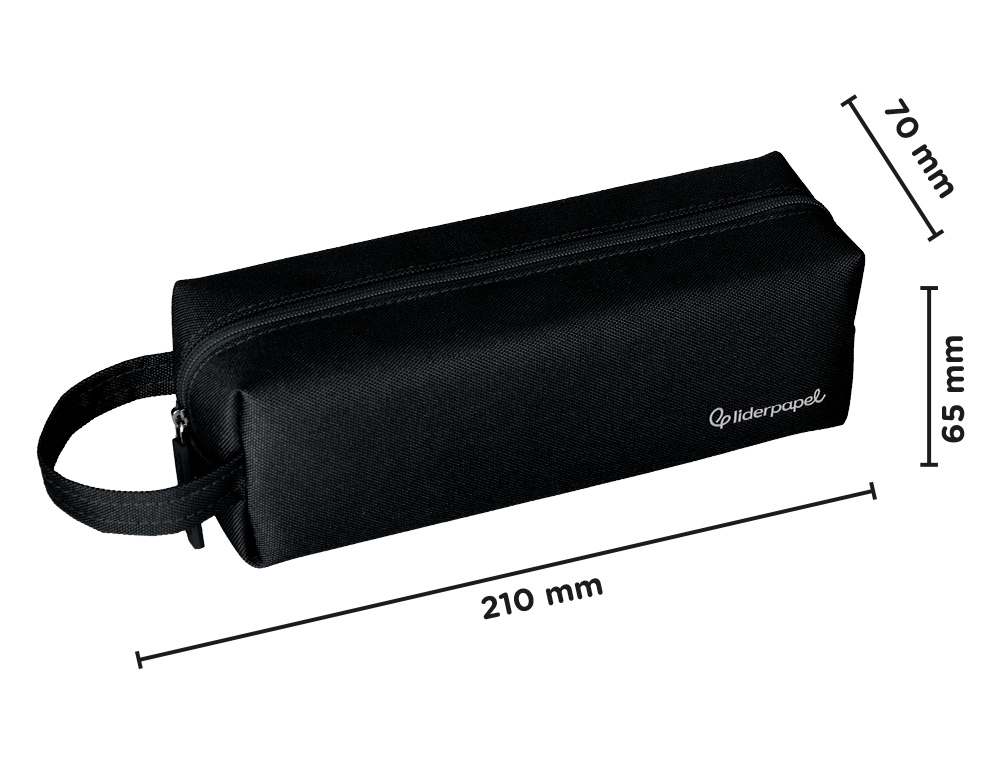 ESTUCHE PORTATODO LIDERPAPEL CLASSIC RECTANGULAR CON ASA 210X70MM NEGRO