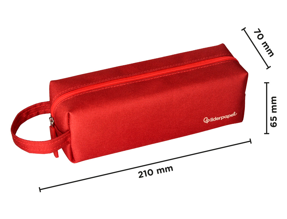 ESTUCHE PORTATODO LIDERPAPEL CLASSIC RECTANGULAR CON ASA 210X70MM ROJO