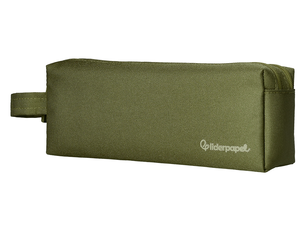 ESTUCHE PORTATODO LIDERPAPEL CLASSIC RECTANGULAR CON ASA 2 CREMALLERAS 210 X80MM VERDE MILITAR